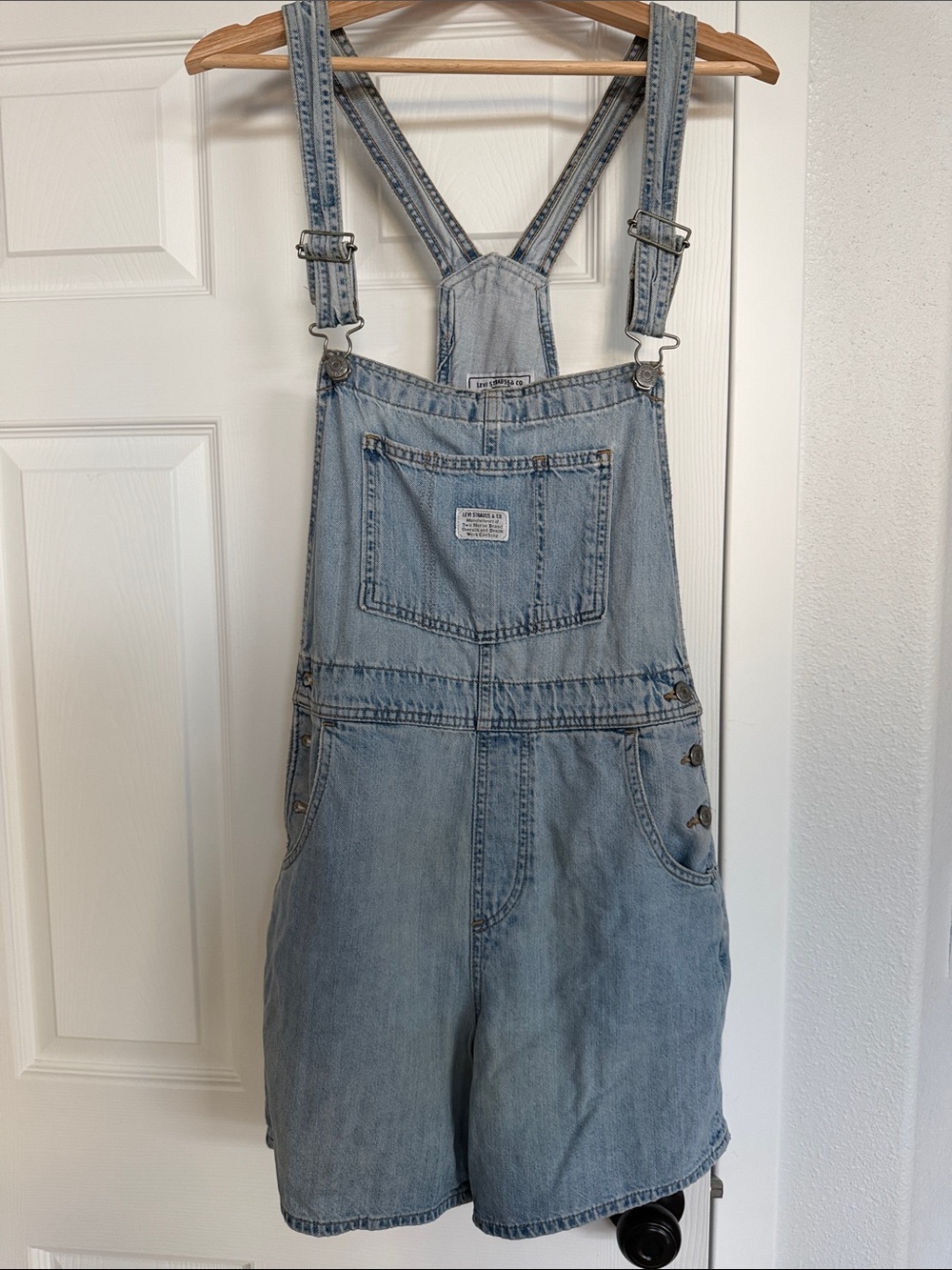 Light Blue Denim Relaxed Short Overalls - Unbranded